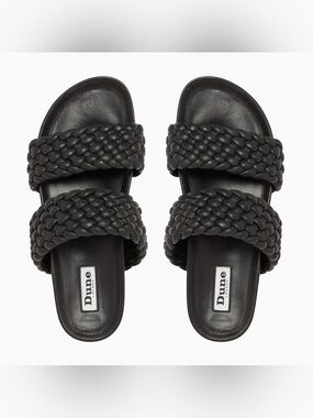 Dune London Laylow platform 2 strap sliders women’s leather sandals size 9.5